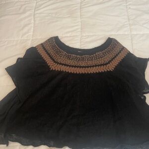 Free People Black and Brown Blouse